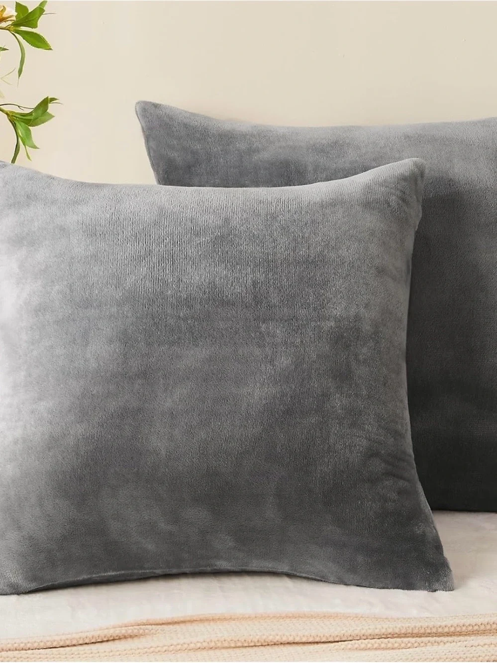 Grey Velvet Throw Pillow Covers